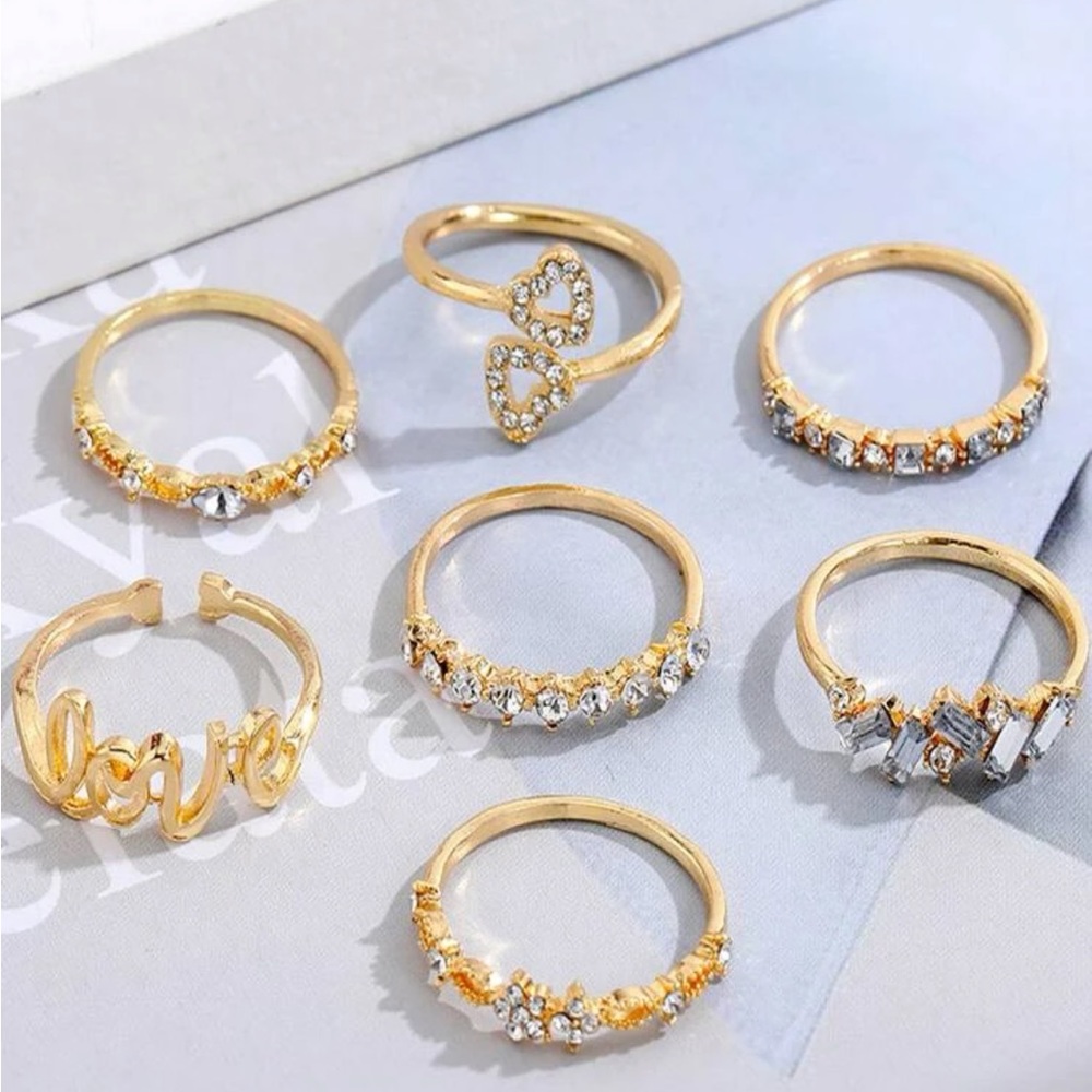 7pcs Rhinestone Decor Ring - Picture 3 of 4